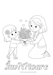 Pagină de colorat pentru copii Flori Mama Buchet