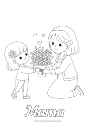 Kleurplaat voor kinderen Bloemen Mama Boeket