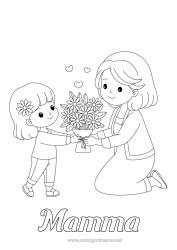 Färgläggningssida för barn Blommor Mamma Bukett