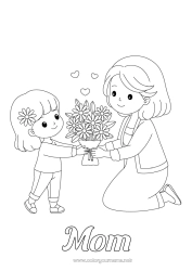Child coloring page Flowers Mum Bouquet