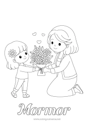 Färgläggningssida för barn Blommor Mamma Bukett