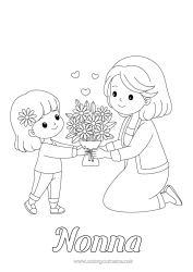 Pagina da colorare per bambini Fiori Mamma Mazzo