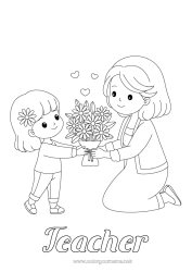 Child coloring page Flowers Mum Bouquet
