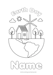 Colouring to customise Ecology Earth Earth Day