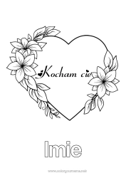 Kolorowanka dla dziecka Kwiaty Serce Mama Babcia Wszystkiego najlepszego! Kocham cię. Walentynki Wielkie serce