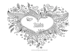 Kolorowanka za darmo Kwiaty Serce Walentynki Wielkie serce Doodle Zentangle