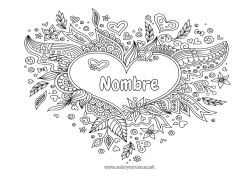 Colorear gratis Flores Corazón Día de San Valentín Gran corazón Doodle Zentangle