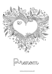 Coloriage gratuit Fleurs Coeur Saint valentin Grand coeur Doodle Zentangle