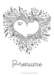 Desen liber de colorat Flori Inimă Ziua Îndrăgostiților Inimă mare Doodle Zentangle