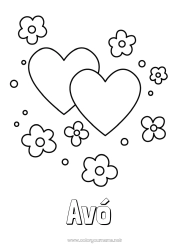 Página de desenho infantil Flores Coração Feliz Aniversário Eu te amo Dia dos Namorados Desenhos para colorir fáceis