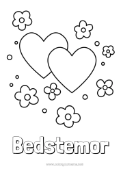 Farvelægningssiden for børn Blomster Hjerte God fest Jeg elsker dig. Valentinsdag Nem farvelægning