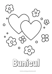 Pagină de colorat pentru copii Flori Inimă La mulți ani! Te iubesc. Ziua Îndrăgostiților Desene de colorat ușoare