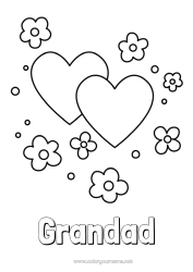 Free colouring Flowers Heart Happy birthday I love you. Valentine's Day Easy colouring pages