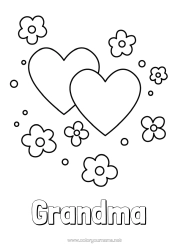 Free coloring Flowers Heart Happy feast day ! I love you Valentine's Day Easy coloring pages