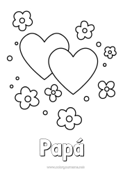 Colorear gratis Flores Corazón Feliz día de fiesta Te amo Día de San Valentín Dibujos fáciles para colorear