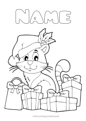 Free colouring Cat Gifts Christmas Dogs and cats