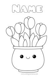 Free colouring Flowers Cute Tulip Easy colouring pages Netherlands