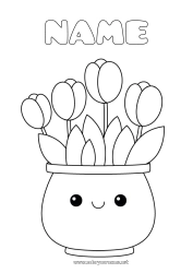 Coloring to customize Flowers Kawaii Tulip Easy coloring pages Netherlands