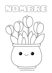 Colorear gratis Flores Kawaii Tulipán Dibujos fáciles para colorear Países Bajos