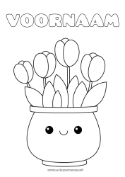 Gratis tekening Bloemen Kawaii Tulp Eenvoudige kleurplaten Nederland