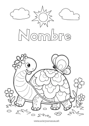 Colorear gratis Flores Tortuga Sol Mariposa Animales Insectos Reptiles Tortuga terrestre