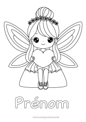 Coloriage à personnaliser Coeur Fée des dents Insectes Fée Libellule