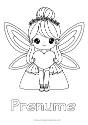 Pagină de colorat personalizată Inimă Zâna dinților Insecte Zână Libelulă