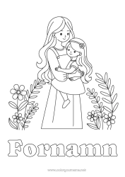 Gratis teckning Mamma Flicka Syster Barnvakt