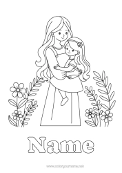 Colouring to customise Mum Girl Sister Nanny