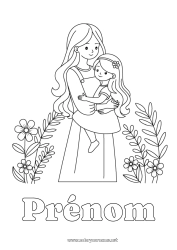 Coloriage gratuit Maman Fille Soeur Nounou