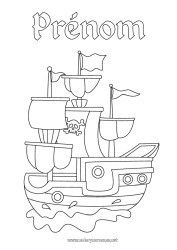 Coloriage gratuit Pirate Véhicules Bateau Voilier Véhicules maritimes