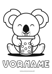 Kostenlose Zeichnung Kawaii Tier Koala Getränk Andere Tiere der Welt Bubble Tea