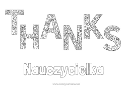 Kolorowanka dla dziecka Mandala Nauczycielka/Nauczyciel Dziękuję Zawody w edukacji