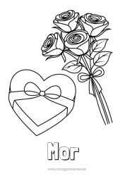 Farvelægningssiden for børn Blomster Mor God fest Jeg elsker dig. Valentinsdag Rose Bukket