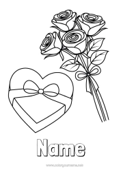 Colouring to customise Flowers Mum Happy Birthday I Love You. Valentine's Day Rose Bunch