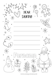 Gratis färgläggning Jul Brev till Jultomten Julklappslista till jultomten