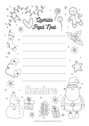 Colorear gratis Navidad Carta a Papa Noel Lista de regalos para Papá Noel