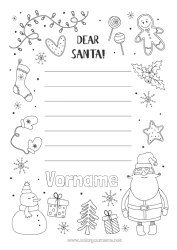 Kostenlose Malvorlage Weihnachten Brief an den Weihnachtsmann Wunschliste für den Weihnachtsmann