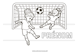 Coloriage à personnaliser Ballon de foot Sport Sports d'équipe Football féminin Footballeur footballeuse Gardien de but