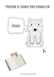 Desenho para personalizar Urso Animal Marcador de Página Animais da floresta
