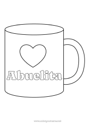 Niño página para colorear Corazón Te amo Taza Niñera Bebidas Dibujos fáciles para colorear