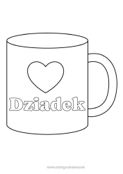 Kolorowanka dla dziecka Serce Kocham cię. Kubek Niania Napój Łatwe kolorowanki