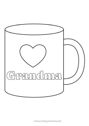 Free coloring Heart I love you Mug Nanny Drinks Easy coloring pages