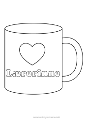 Fargeleggingssiden for barn Hjerte Jeg elsker deg. Kopp Barnevakt Drikke Enkle fargelegginger