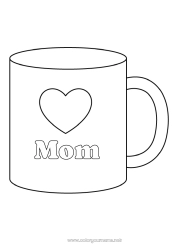 Child coloring page Heart I love you Mug Nanny Drinks Easy coloring pages