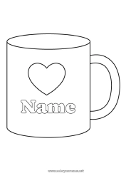 Free coloring Heart I love you Mug Nanny Drinks Easy coloring pages