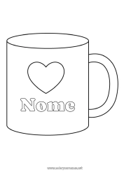 Desenho para personalizar Coração Eu te amo Caneca Babá Bebida Desenhos para colorir fáceis