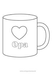 Kinder-Malvorlage Herz Ich liebe dich Tasse Kindermädchen Getränk Einfache Ausmalbilder