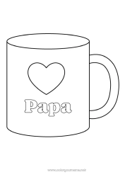 Kinder-Malvorlage Herz Ich liebe dich Tasse Kindermädchen Getränk Einfache Ausmalbilder