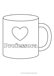 Desenho grátis Coração Eu te amo Caneca Babá Bebida Desenhos para colorir fáceis